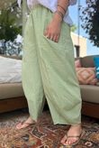 Arbi Gingham Relaxed Barrel Pant Green